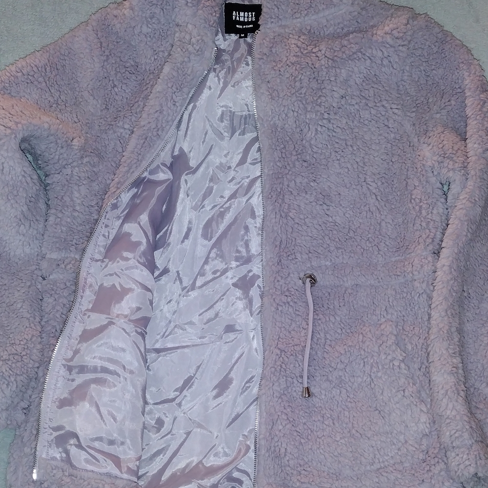 Sherpa Hooded Jacket in Lavender - Picture 9 of 10
